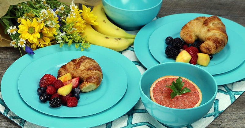 Reston Lloyd Calypso Basics Melamine Salad Plates Set of 6, 8.5 Inch, BPA-Free, Non-Toxic, Break-Resistant, Dishwasher Safe, Plates for Indoor & Outdoor Use, Aqua-Blue by Reston Lloyd - Image 4
